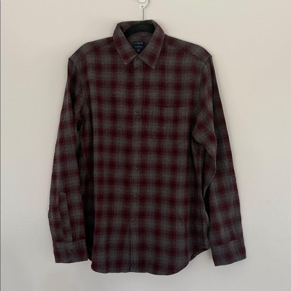 J. Crew Red and Gray Flannel Shirt men’s Medium